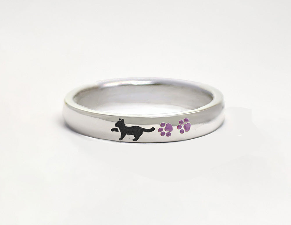 色が選べる猫と肉球リング