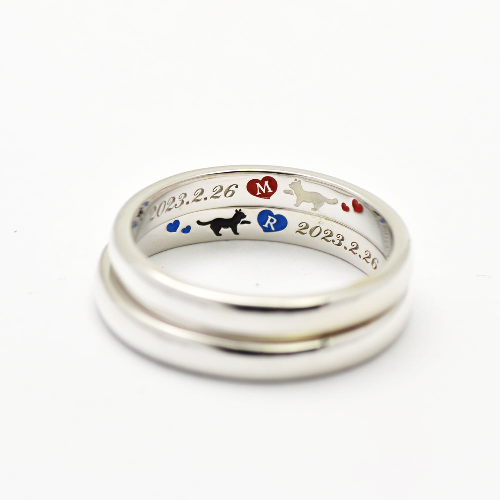 猫とハートの結婚指輪