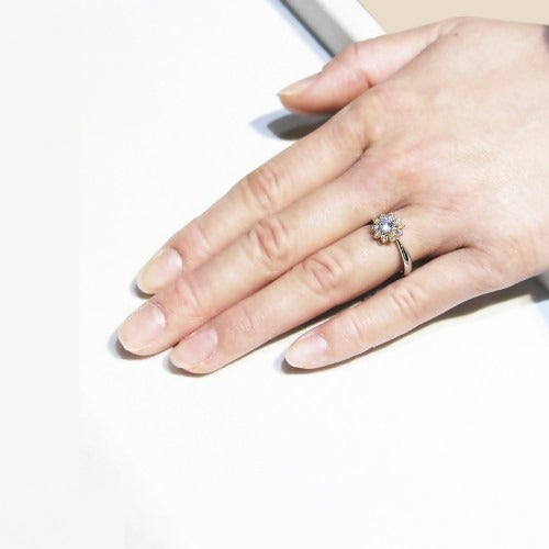 ヒマワリエンゲージ 天然ダイヤモンド0.211ct Dカラー Vs2 3EX H&C