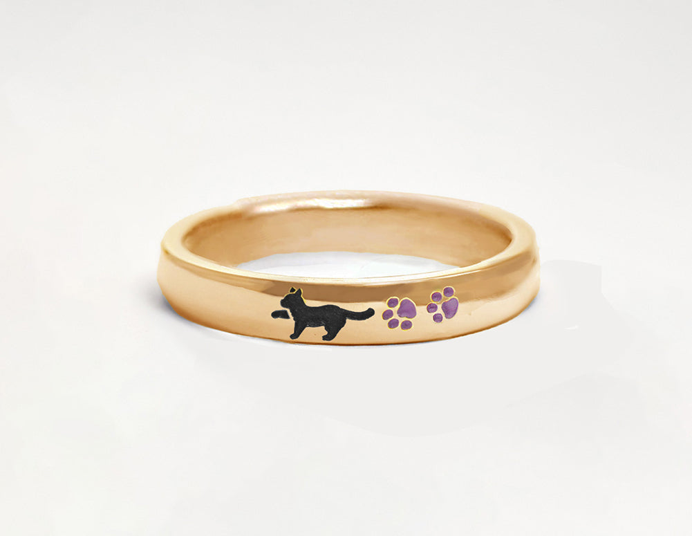 色とポーズが選べる猫と肉球リング ピンクゴールド
