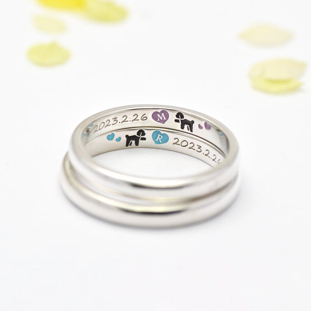 犬とハートの結婚指輪