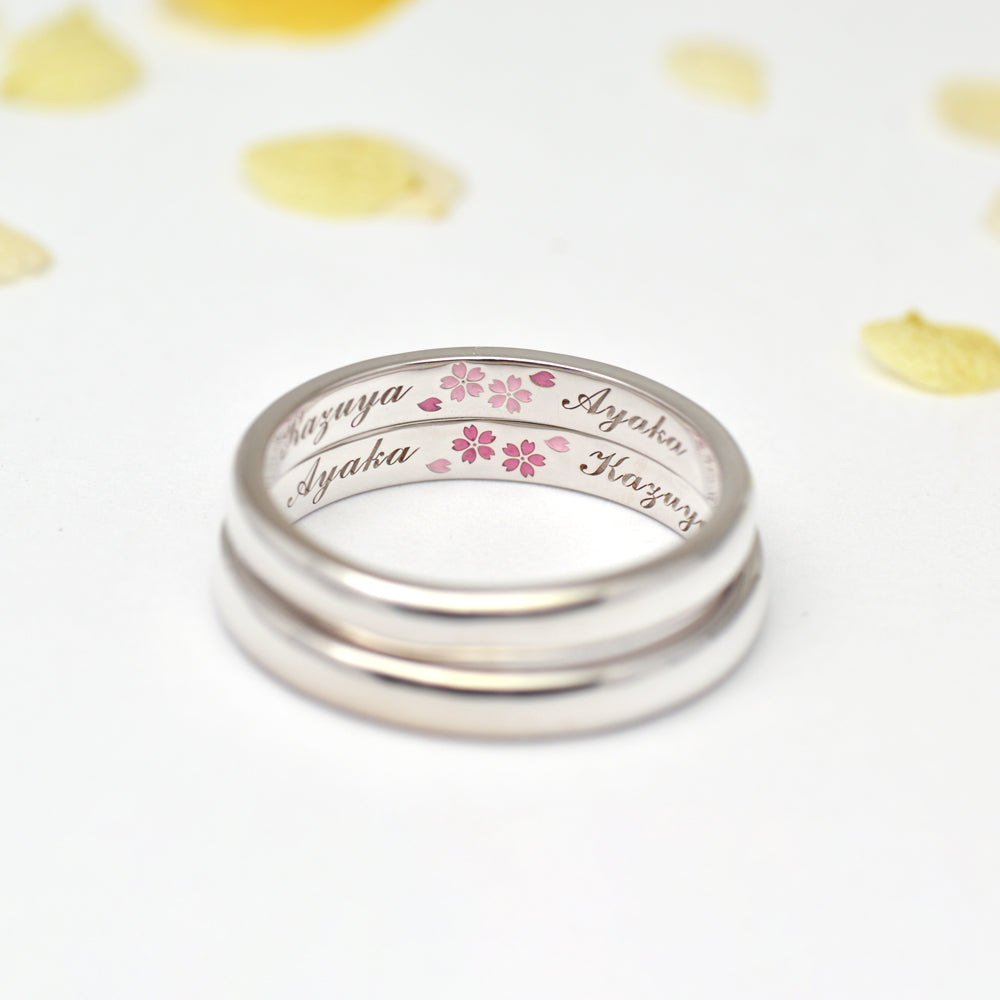 桜の結婚指輪（シンプルな桜の結刻）