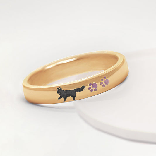 色とポーズが選べる長毛猫と肉球のリング ピンクゴールド