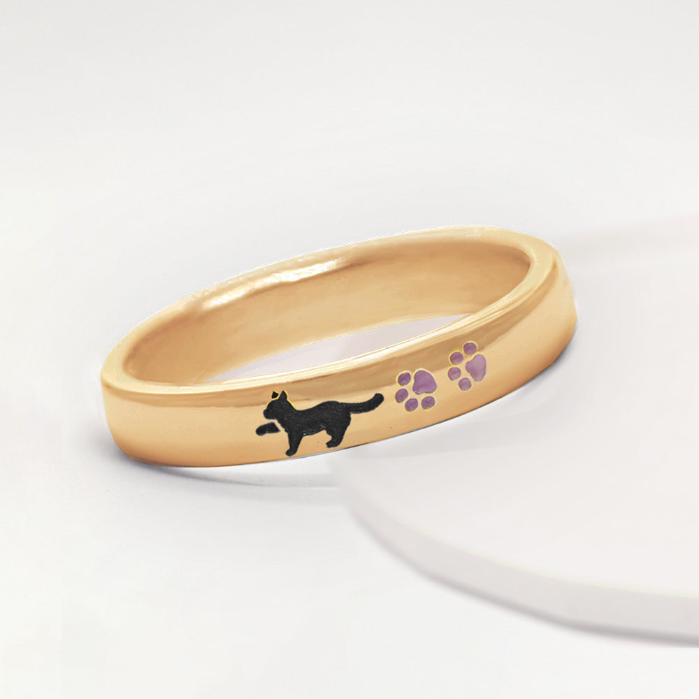 色とポーズが選べる猫と肉球リング ピンクゴールド