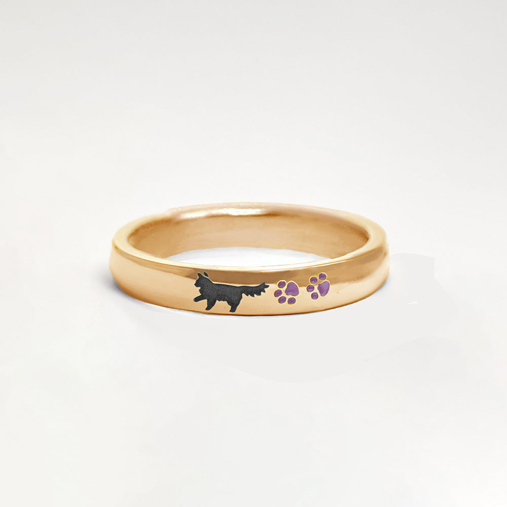 色とポーズが選べる長毛猫と肉球のリング ピンクゴールド