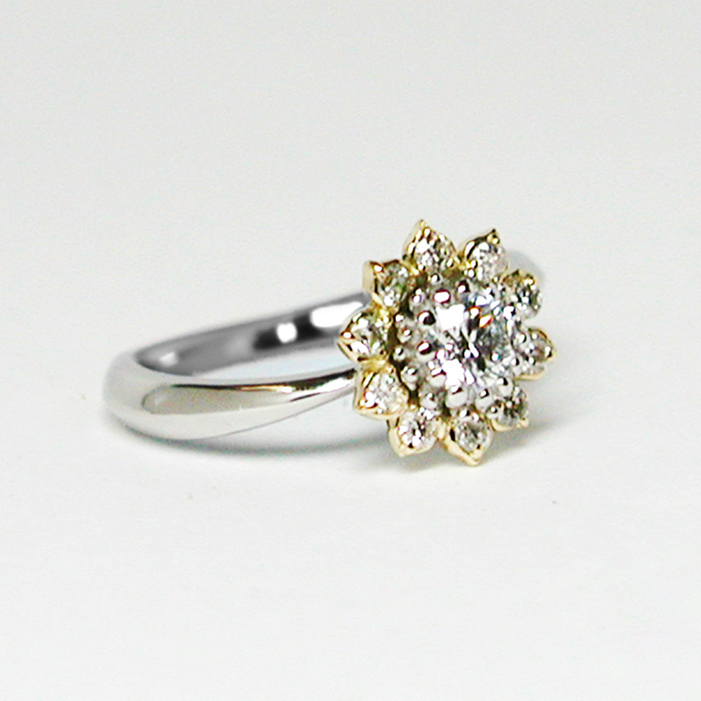 ヒマワリエンゲージ　天然ダイヤモンド0.211ct Dカラー Vs2 3EX H&C