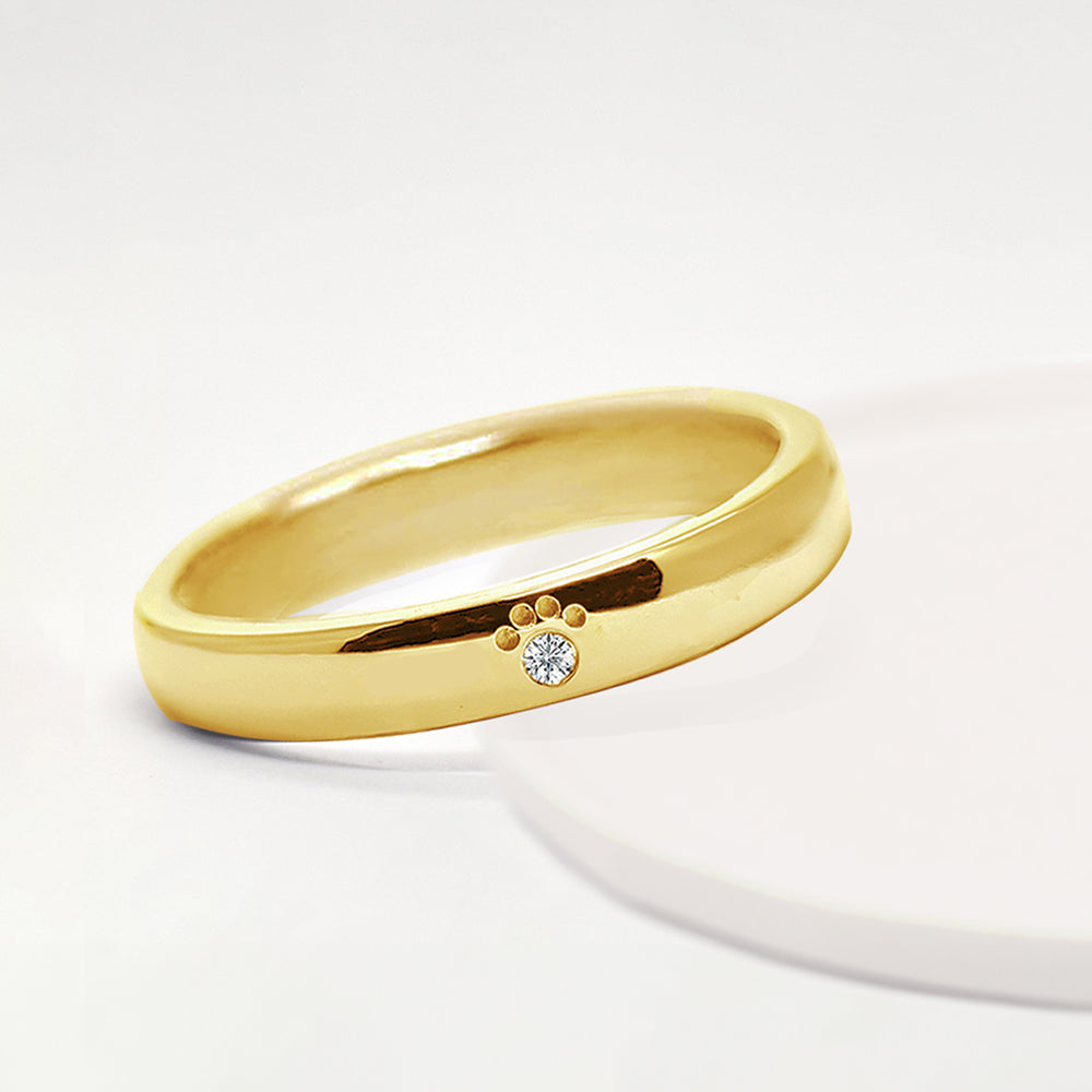 肉球とダイヤモンドのリング イエローゴールド