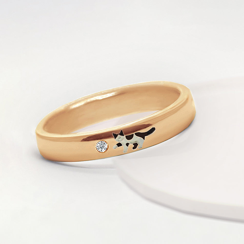 描種シリーズ「猫とダイヤモンドのリング」 ピンクゴールド/3ミリ