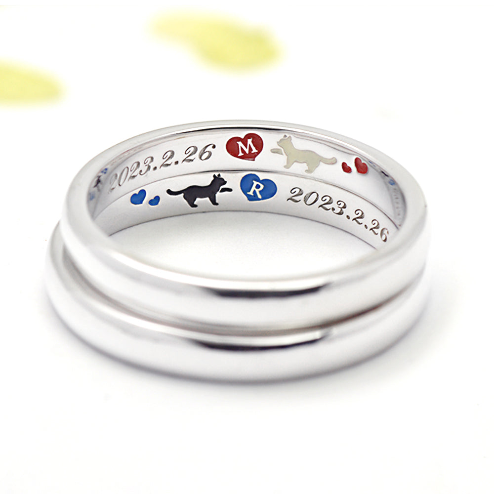 猫とハートの結婚指輪