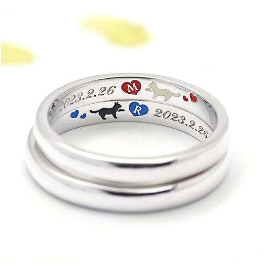 猫とハートの結婚指輪