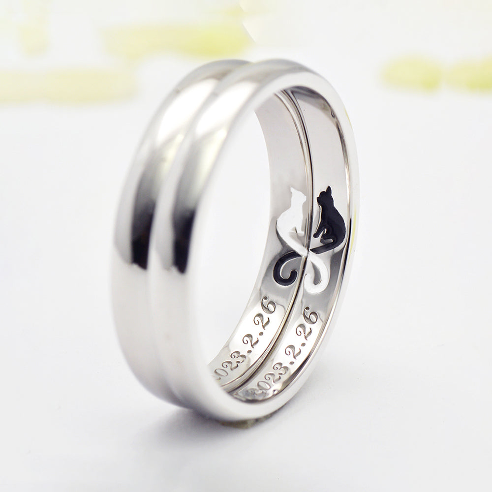 猫のしっぽハート結婚指輪(縦型)