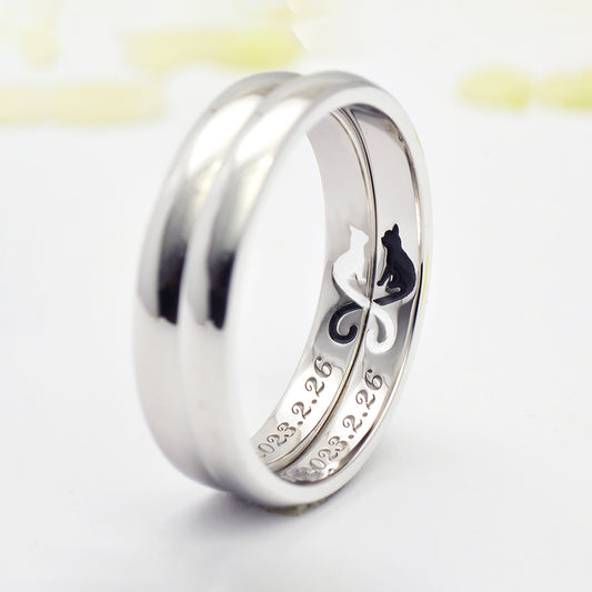 猫のしっぽハート結婚指輪(縦型)