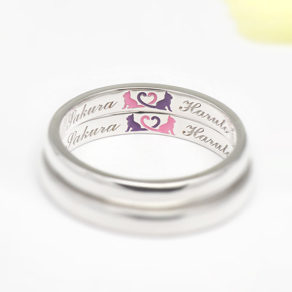 猫のしっぽハート結婚指輪(横型)