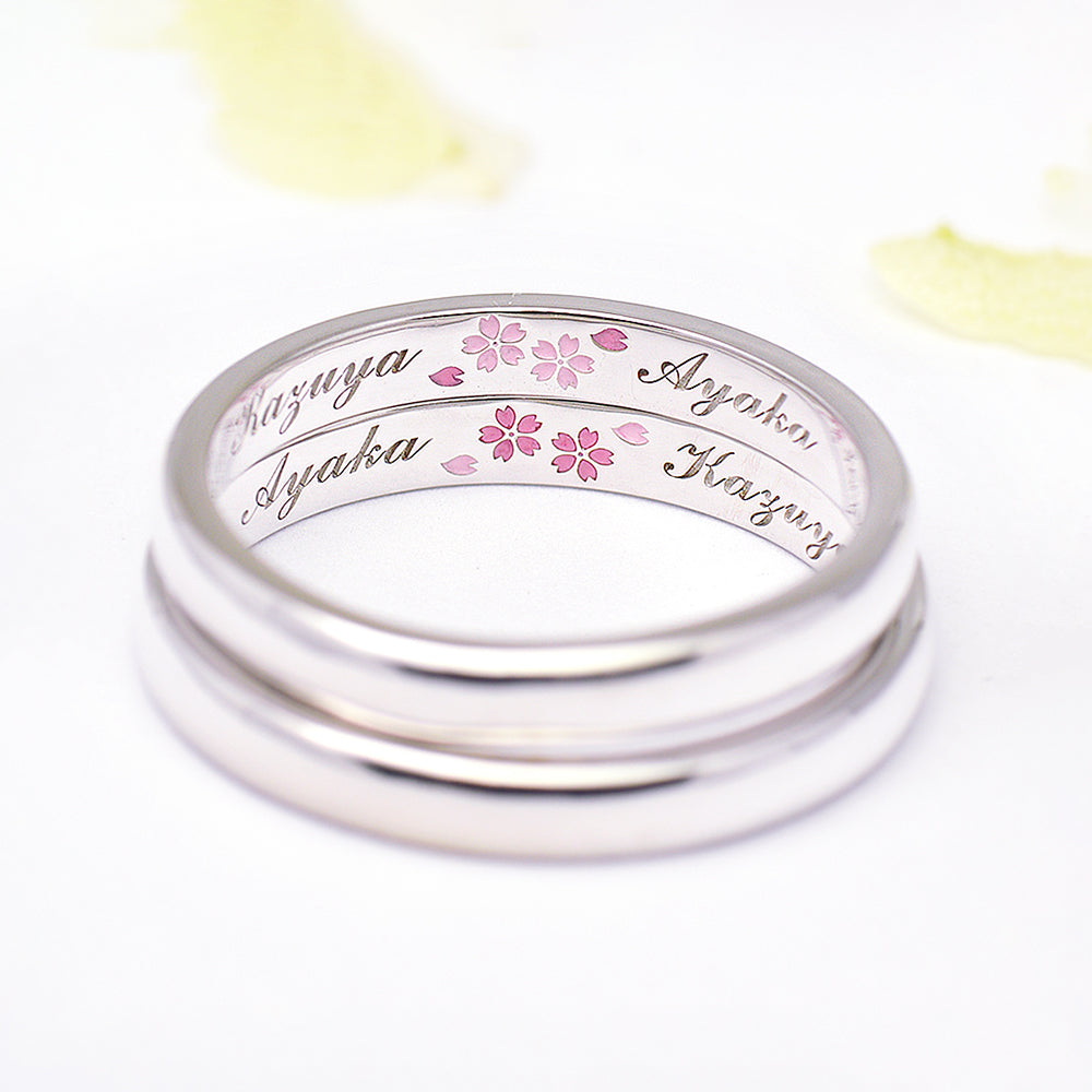 桜の結婚指輪（シンプルな桜の結刻）
