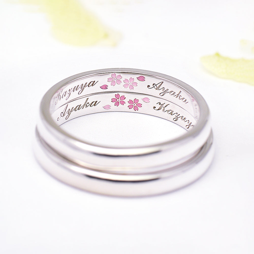 桜の結婚指輪（シンプルな桜の結刻）