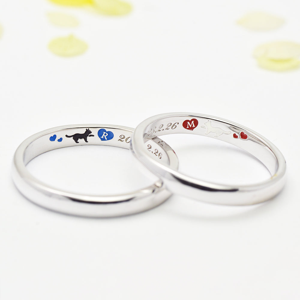 猫とハートの結婚指輪