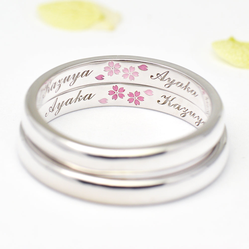桜の結婚指輪（シンプルな桜の結刻）
