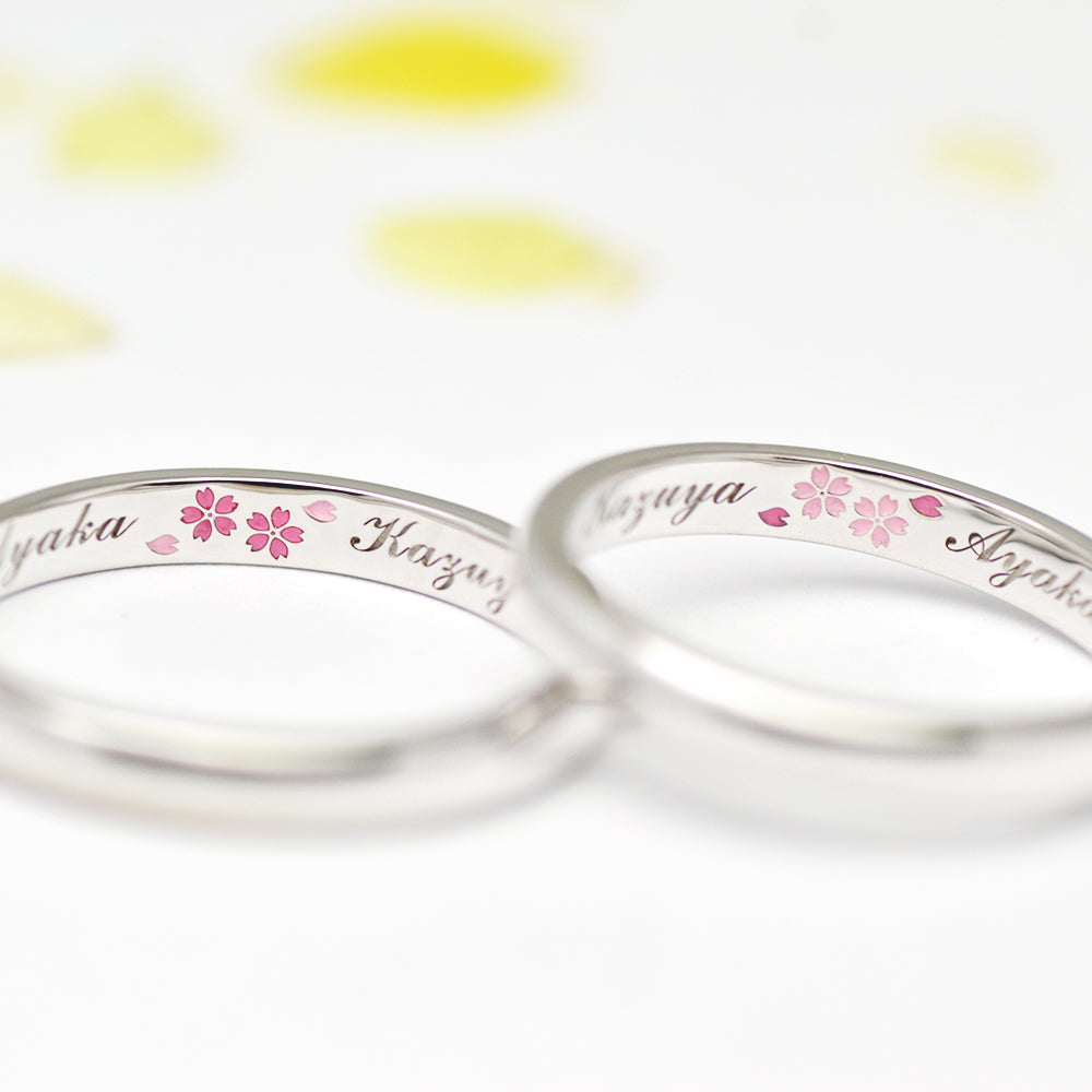 桜の結婚指輪（シンプルな桜の結刻）